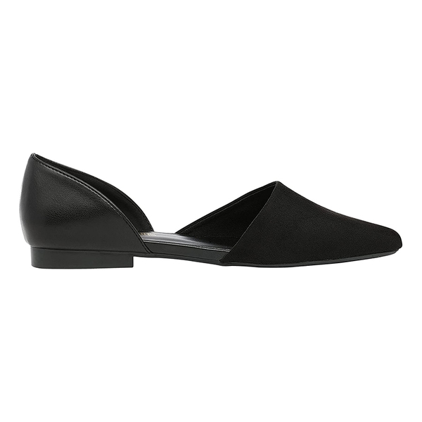 Pointed-Toe Slip on Flats - BLACK SUEDE - 3